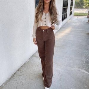 ZARA WIDE LEG CORDUROY PANTS
